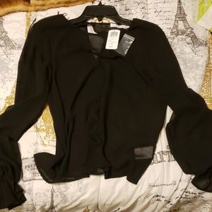 Women's SHEER BALLOON SLEEVE TOP